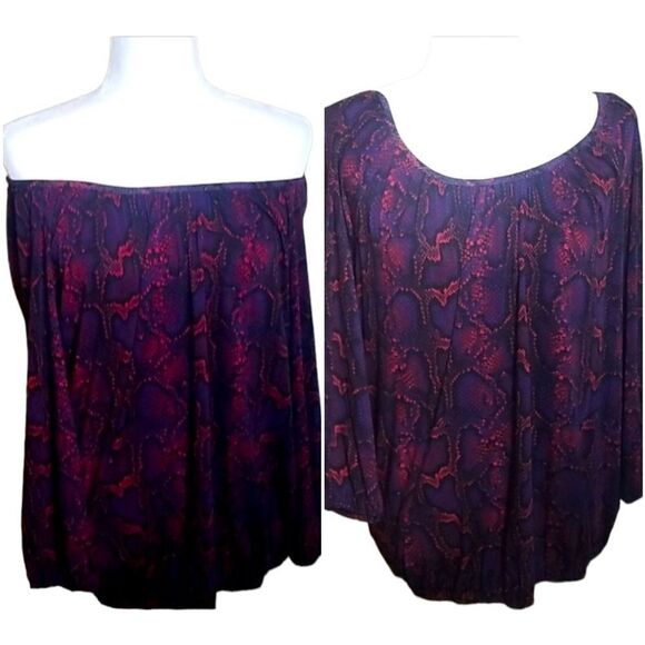 MICHAEL Michael Kors Tops - MICHAEL MICHAEL KORS SNAKE PRINT OFF SHOULDER TOP